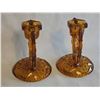 Image 4 : Indiana Glass Amber Pressed Glass Horseshoe Candlesticks