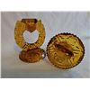 Image 5 : Indiana Glass Amber Pressed Glass Horseshoe Candlesticks