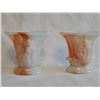Image 1 : 1930s Arko Agate White and Orange Pressed Slag Glass Floral Vase Set HARD TO FIND PAIR