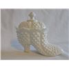 Image 2 : Fenton Milk Glass Hobnail Shoe Lidded Candy Dish