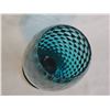 Image 2 : Vintage Emploi Blue Art Glass Pedestal Vase with Bubble Texture