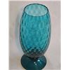 Image 3 : Vintage Emploi Blue Art Glass Pedestal Vase with Bubble Texture