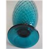 Image 4 : Vintage Emploi Blue Art Glass Pedestal Vase with Bubble Texture