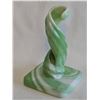 Image 2 : Antique Green and White Swirl Slag Glass Tapered Candle Holder by Westmoreland company 1940s