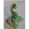Image 4 : Antique Green and White Swirl Slag Glass Tapered Candle Holder by Westmoreland company 1940s