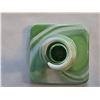 Image 7 : Antique Green and White Swirl Slag Glass Tapered Candle Holder by Westmoreland company 1940s