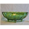 Image 1 : Green Iridescent  Carnival Glass Fruit Design Footed Bowl