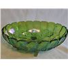 Image 2 : Green Iridescent  Carnival Glass Fruit Design Footed Bowl