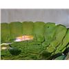 Image 3 : Green Iridescent  Carnival Glass Fruit Design Footed Bowl
