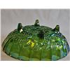 Image 5 : Green Iridescent  Carnival Glass Fruit Design Footed Bowl