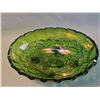 Image 8 : Green Iridescent  Carnival Glass Fruit Design Footed Bowl