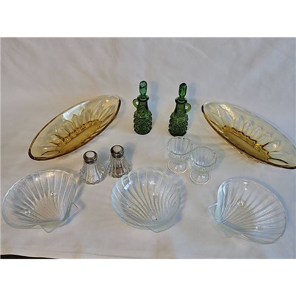 Vintage 50s 60s Pressed Glass Tableware Assortment, 10 Pieces
