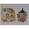 Image 1 : Antique Royal Winton Grimwades Summertime Chintz Jam Jar with Lid and Plate