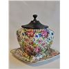 Image 5 : Antique Royal Winton Grimwades Summertime Chintz Jam Jar with Lid and Plate