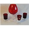 Image 1 : Emploi Red Glass Stemware Oversized Goblet with Vintage Red Drink Glassware