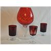 Image 6 : Emploi Red Glass Stemware Oversized Goblet with Vintage Red Drink Glassware