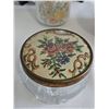 Image 5 : Decorative antique floral porcelain glassware set with sugar bowl and more