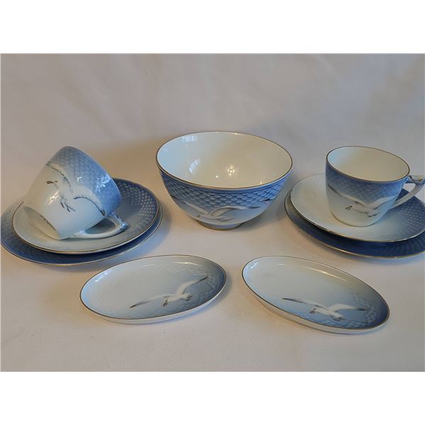 Bing & Grøndahl Seagull Porcelain Tea Set, Denmark, 9 Pieces