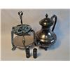 Image 1 : Vintage Silver Plated Teapot, Tiered Tray, Salt and Pepper, and Faux Pearls