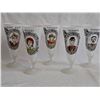 Image 1 : Vintage 'Gay Fad' 5 Frosted Novelty Glass Goblets with Character Portraits