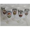 Image 5 : Vintage 'Gay Fad' 5 Frosted Novelty Glass Goblets with Character Portraits
