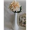 Image 2 : Grannycore Lot With Milk Glass Vases, Swan, Buttons, and Floral Tin