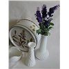 Image 5 : Grannycore Lot With Milk Glass Vases, Swan, Buttons, and Floral Tin