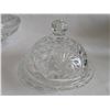 Image 4 : 4 Pressed Glass Covered Dishes Flashed Glass Swan Powder Box Jeanette Glass Co