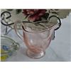 Image 3 : Lot: Porcelain Tray, Pink Glass Creamer, Decoratives Blown Glass Floral Ashtray