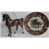 Image 1 : HORSE LOVERS!!!! Wood & Sons Alpine White Ironstone Plate and Ceramic Horse Figurine