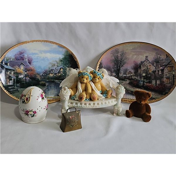 Thomas Kinkade Plates, Cherished Teddies, and Mini Collectibles Lot