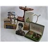 Image 1 : GRANDPACORE Lot: Scripto Lighter Set, Pottery Jug, Metal Tank, Collectibles
