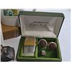 Image 2 : GRANDPACORE Lot: Scripto Lighter Set, Pottery Jug, Metal Tank, Collectibles