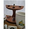 Image 5 : GRANDPACORE Lot: Scripto Lighter Set, Pottery Jug, Metal Tank, Collectibles