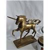 Image 2 : Brass Unicorn Figurine, Princess Pat Jar, Ruby Glass Shakers, Glass Bowl