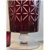 Image 9 : Cut-to-Clear Ruby Red Crystal Vase, 6 Stem Glasses, 4 Dabbani Bookends