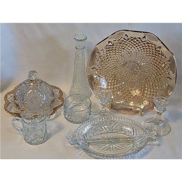 Pressed Glass Serving and Tableware Lot
