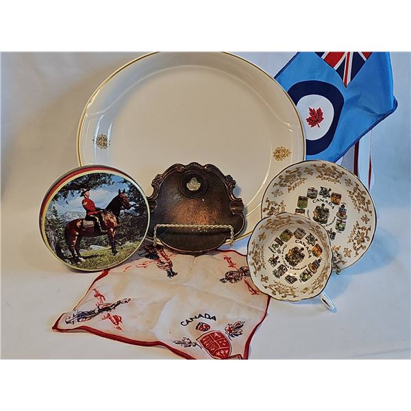 RCMP Military Canada Canadian Themed Collectible Lot With Syracuse China Platter