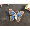 Image 2 : 3 Butterfly Brooches and Enamel Trinket Box and Gold Tone Scarf Tie