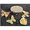 Image 9 : 3 Butterfly Brooches and Enamel Trinket Box and Gold Tone Scarf Tie
