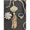 Image 5 : Elegant Jewellery Group with Necklace, Ring, Brooch, and Porcelain Dish
