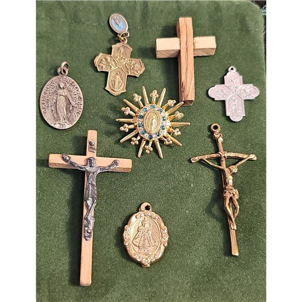 Antique and Vintage Catholic Crosses and Religious Pendants Lot