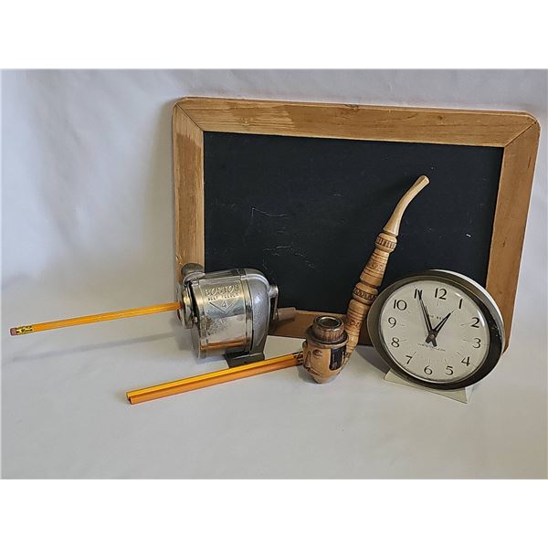 Vintage Office and School with slate Chalkboardand Folkart Pipe
