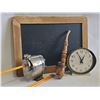 Image 2 : Vintage Office and School  with slate Chalkboardand Folkart Pipe