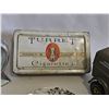 Image 3 : MANTIQUE Lot: Model Car, Clock, Cigarette Tin, Salt & Pepper, Plate