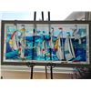Image 10 : Large Framed Stained Glass Sailboat Scene Panel