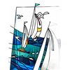 Image 7 : Large Framed Stained Glass Sailboat Scene Panel