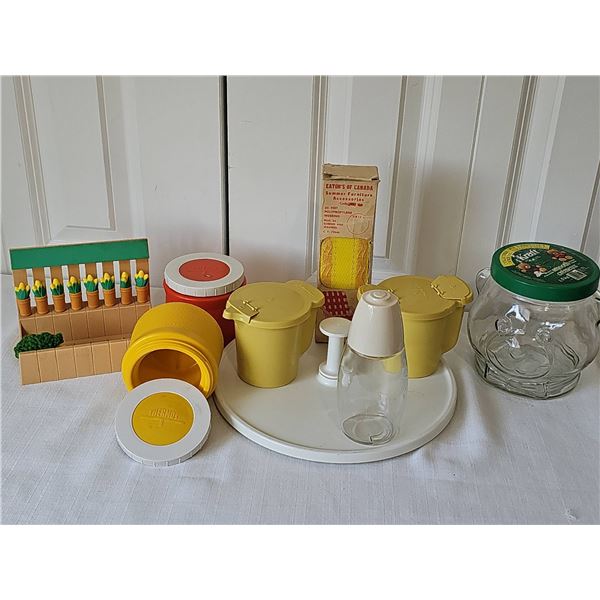 Vintage 80s Tupperware Thermos and Kraft and Household Items