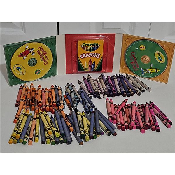 Vintage HTF Retired Crayola Crayons 70s to 90s and Christmas Is For Kids 2-CD Set with Crayons NIB