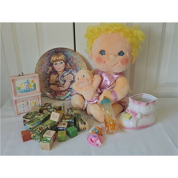 Vintage Children's Collectibles and Toys Lot featuring The Disappearing baby bottle